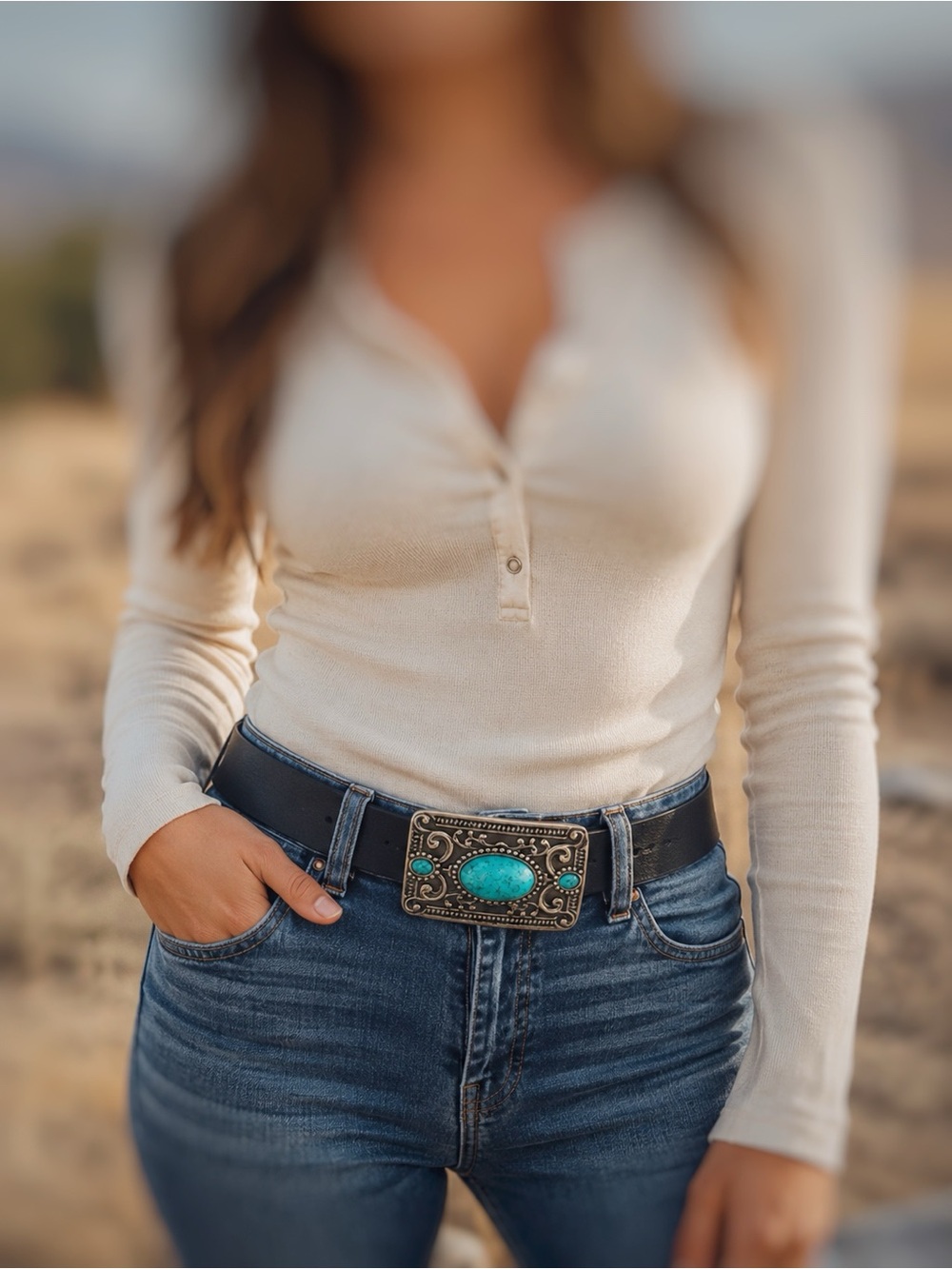 Double S Turquoise embellished black belt women’s XL or 38